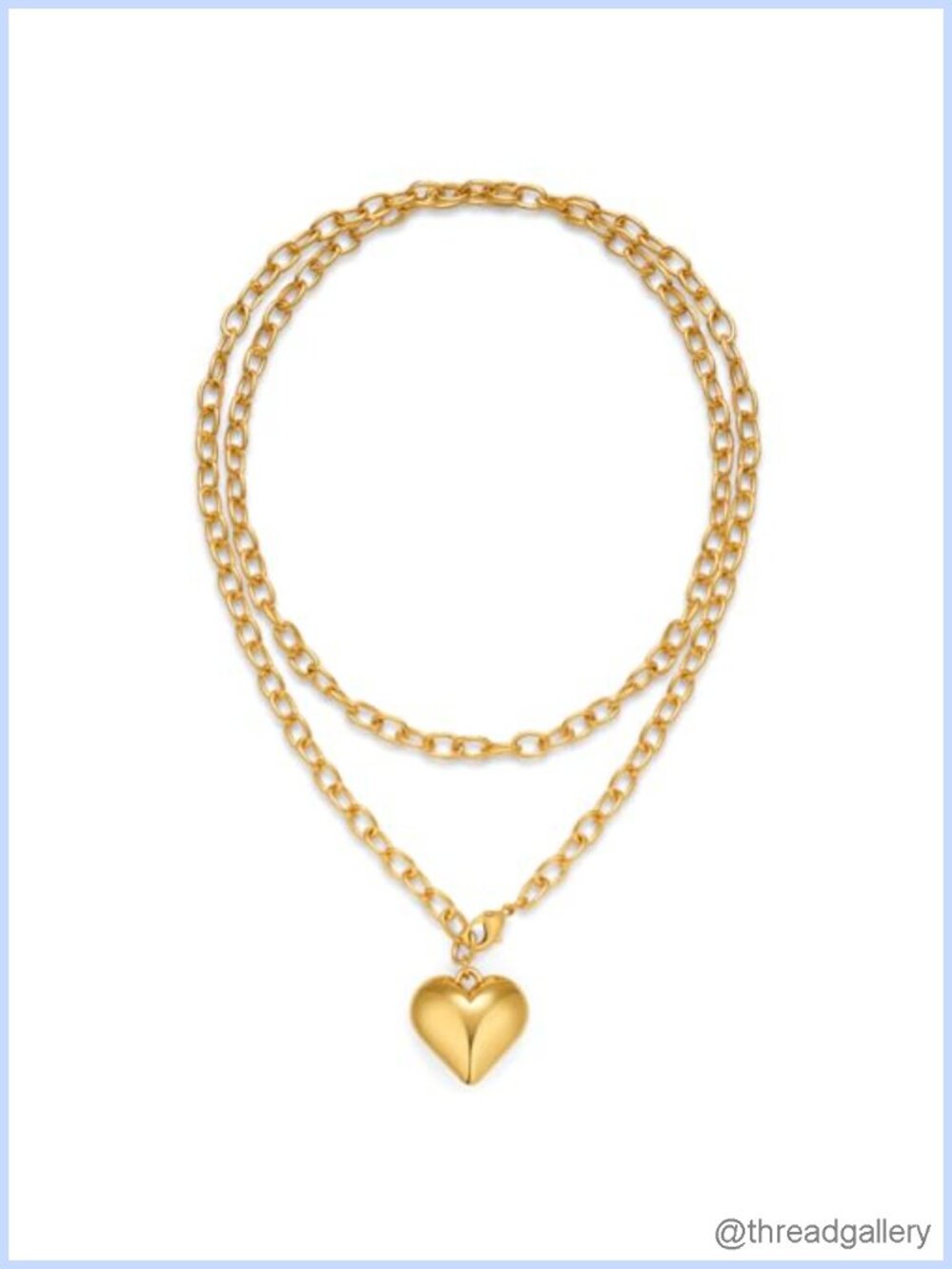 Gold Heart Pendant Necklace Layered 36 Inch Cable Chain